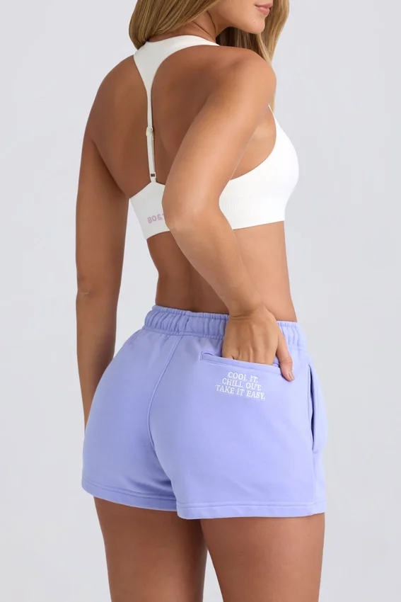 Mid-Rise Sweat Shorts in Periwinkle Mid-Rise Sweat Shorts in Periwinkle