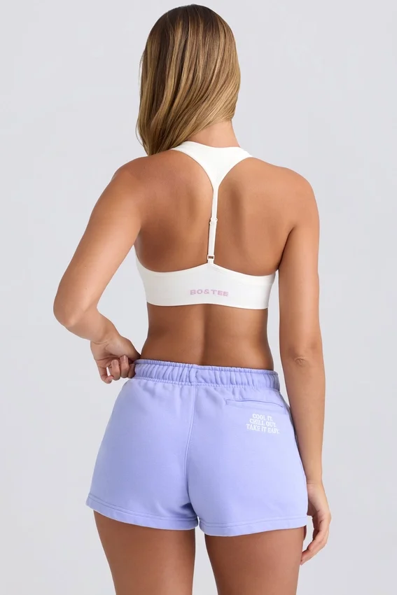 Mid-Rise Sweat Shorts in Periwinkle Mid-Rise Sweat Shorts in Periwinkle