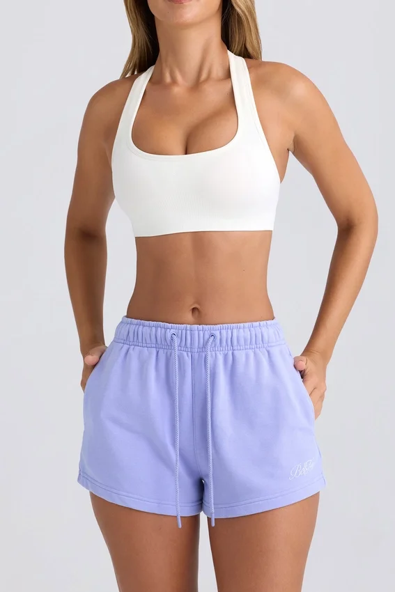 Mid-Rise Sweat Shorts in Periwinkle Mid-Rise Sweat Shorts in Periwinkle