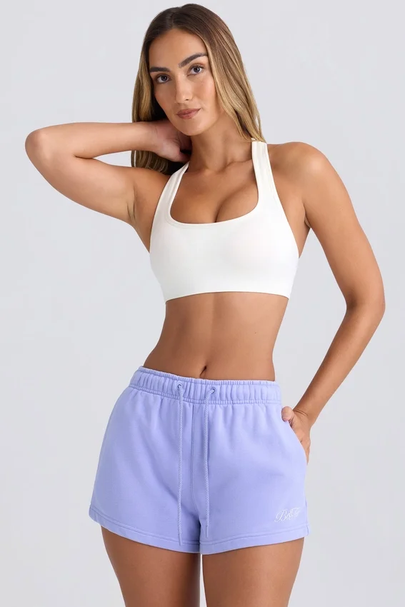 Mid-Rise Sweat Shorts in Periwinkle Mid-Rise Sweat Shorts in Periwinkle