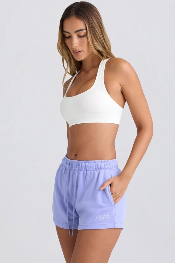 Mid-Rise Sweat Shorts in Periwinkle Mid-Rise Sweat Shorts in Periwinkle