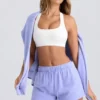 Mid-Rise Sweat Shorts in Periwinkle Mid-Rise Sweat Shorts in Periwinkle