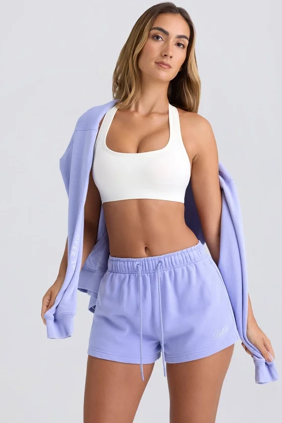 Mid-Rise Sweat Shorts in Periwinkle Mid-Rise Sweat Shorts in Periwinkle
