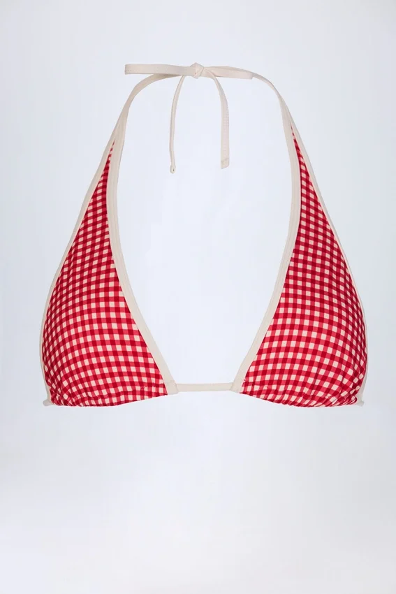 Morella Halterneck Bikini Top in Red Gingham Morella Halterneck Bikini Top in Red Gingham