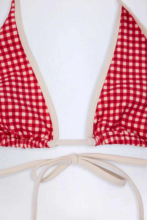 Morella Halterneck Bikini Top in Red Gingham Morella Halterneck Bikini Top in Red Gingham
