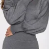 Moya Fine-Knit Long-Sleeve Romper in Grey Moya Fine-Knit Long-Sleeve Romper in Grey