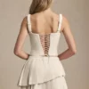 Nada Layered Pleated Low-Rise Mini Skirt in Ivory