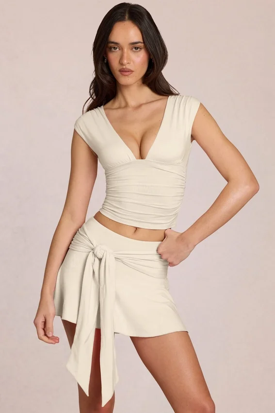 Evelique Mid-Rise Skort in Ivory Evelique Mid-Rise Skort in Ivory
