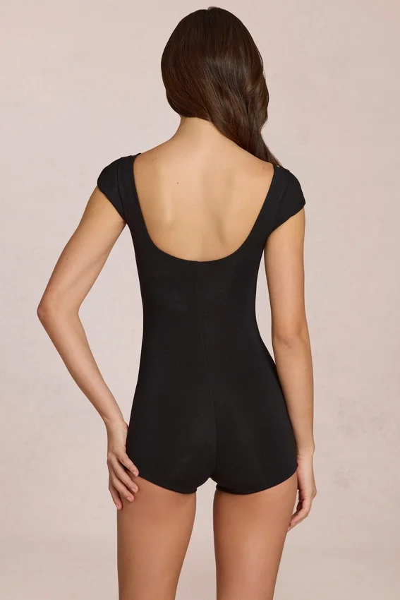 Nayara Modal Playsuit in Black Nayara Modal Playsuit in Black