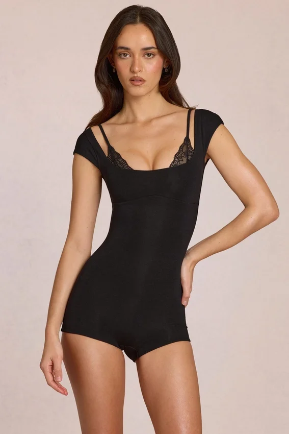 Nayara Modal Playsuit in Black Nayara Modal Playsuit in Black