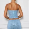 Nilsu Embellished Mid-Rise Micro Mini Skirt in Light Blue Nilsu Embellished Mid-Rise Micro Mini Skirt in Light Blue