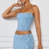 Nilsu Embellished Mid-Rise Micro Mini Skirt in Light Blue Nilsu Embellished Mid-Rise Micro Mini Skirt in Light Blue