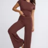 Nour Tall Mid Rise Wide Leg Trouser in Chocolate Nour Tall Mid Rise Wide Leg Trouser in Chocolate