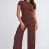 Nour Tall Mid Rise Wide Leg Trouser in Chocolate Nour Tall Mid Rise Wide Leg Trouser in Chocolate