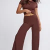 Nour Tall Mid Rise Wide Leg Trouser in Chocolate Nour Tall Mid Rise Wide Leg Trouser in Chocolate