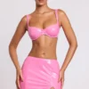 Nyx Vinyl Thigh Split Micro Mini Skirt in Pink