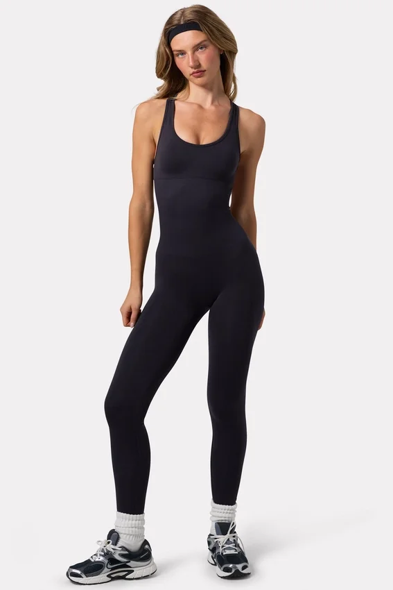 Open Back Define Luxe Unitard in Black Open Back Define Luxe Unitard in Black