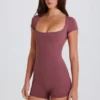Open-Back Unitard in Acai Open-Back Unitard in Acai