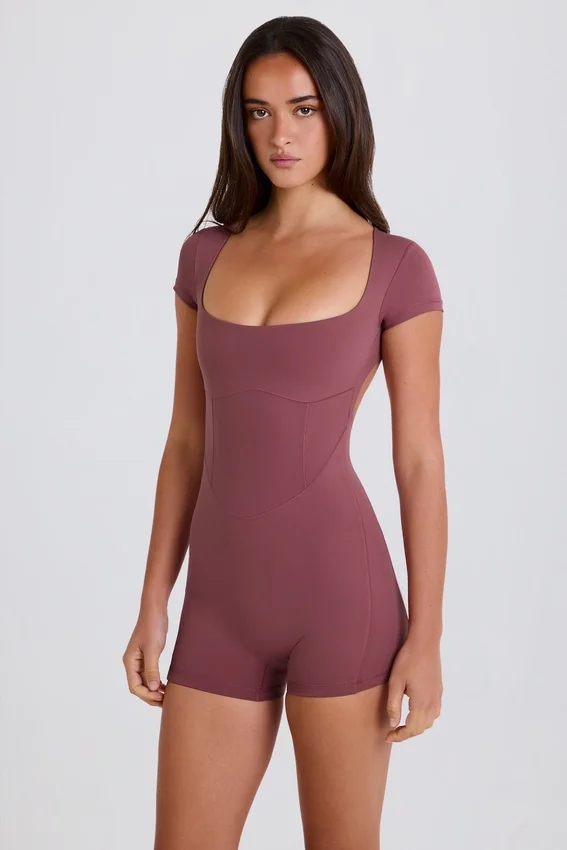 Open-Back Unitard in Acai Open-Back Unitard in Acai