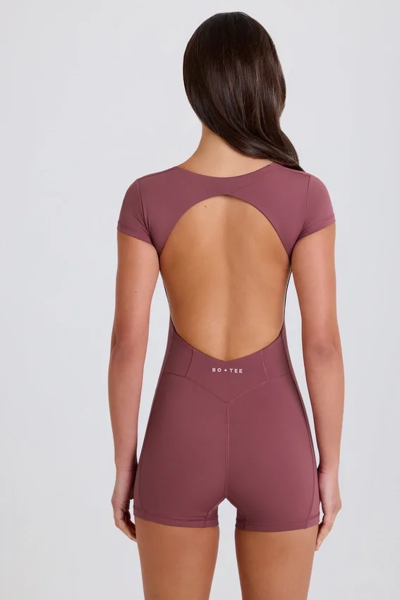 Open-Back Unitard in Acai Open-Back Unitard in Acai