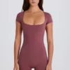 Open-Back Unitard in Acai Open-Back Unitard in Acai