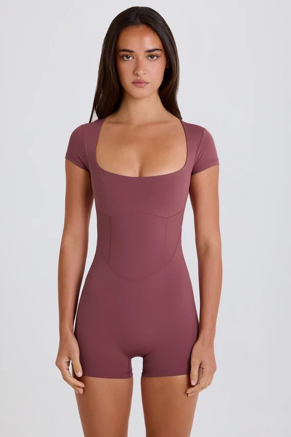 Open-Back Unitard in Acai Open-Back Unitard in Acai