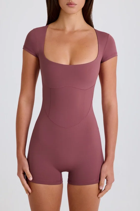 Open-Back Unitard in Acai Open-Back Unitard in Acai