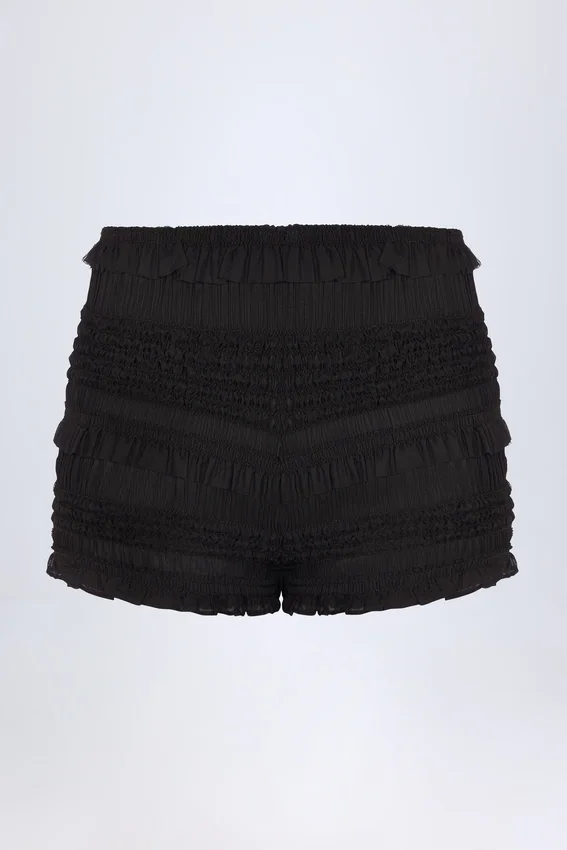 Orla Ruffled Mid-Rise Shorts in Black Orla Ruffled Mid-Rise Shorts in Black