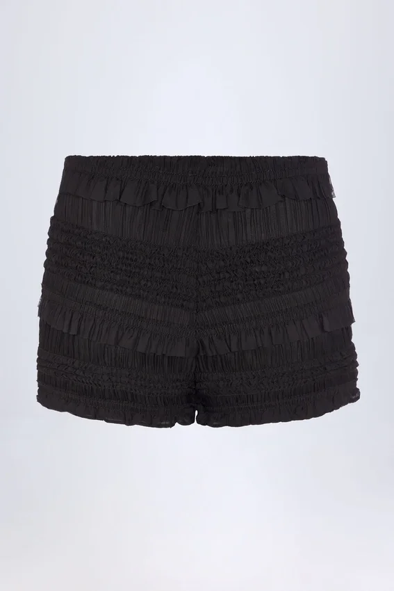 Orla Ruffled Mid-Rise Shorts in Black Orla Ruffled Mid-Rise Shorts in Black