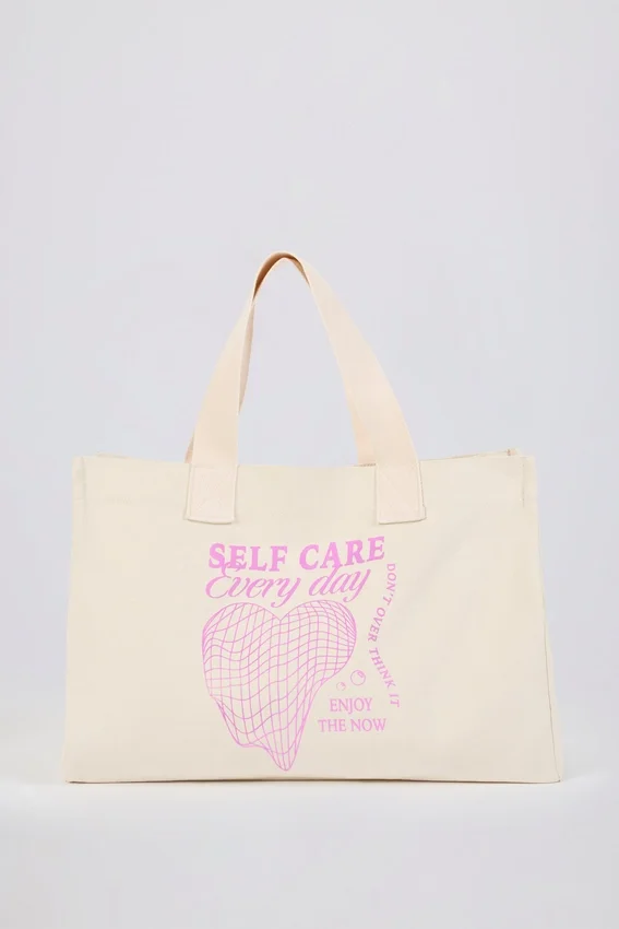Oversized Canvas Tote Bag in Egg Shell Oversized Canvas Tote Bag in Egg Shell