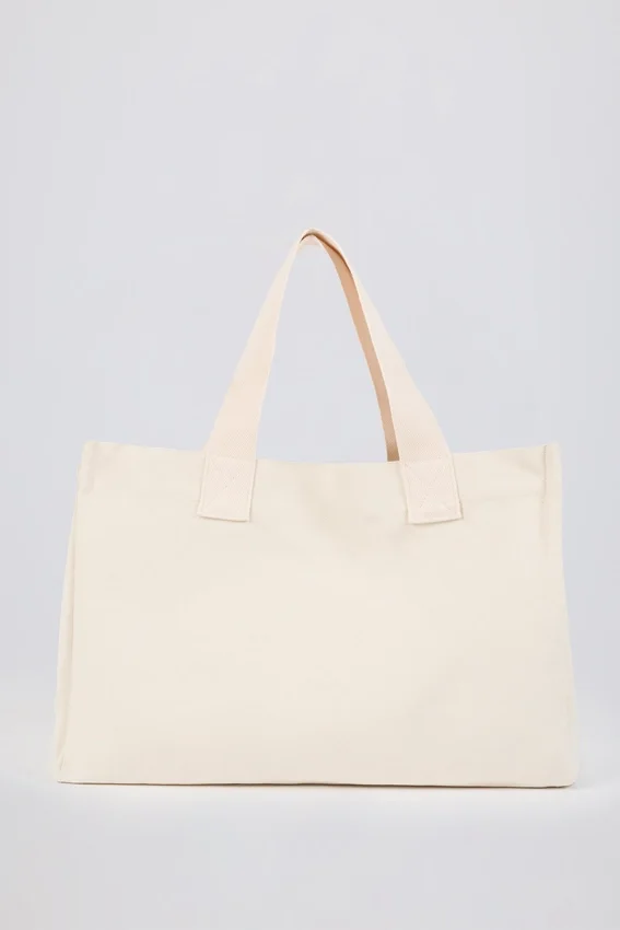 Oversized Canvas Tote Bag in Egg Shell Oversized Canvas Tote Bag in Egg Shell