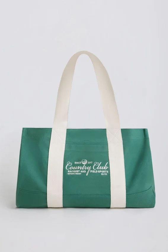 Oversized Canvas Tote Bag in Green Oversized Canvas Tote Bag in Green