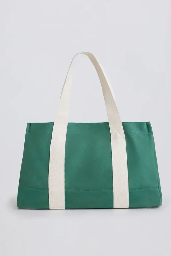 Oversized Canvas Tote Bag in Green Oversized Canvas Tote Bag in Green