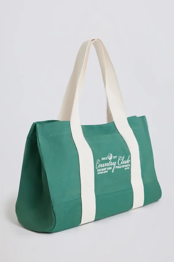 Oversized Canvas Tote Bag in Green Oversized Canvas Tote Bag in Green