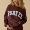 Oversized Crew Neck Sweatshirt in Mahogany Oversized Crew Neck Sweatshirt in Mahogany