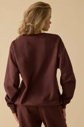 Oversized Crew Neck Sweatshirt in Mahogany Oversized Crew Neck Sweatshirt in Mahogany