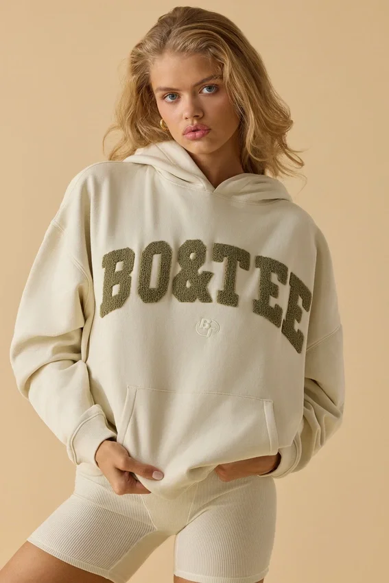 Oversized Hooded Sweatshirt in Bone Oversized Hooded Sweatshirt in Bone