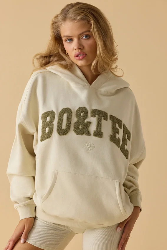 Oversized Hooded Sweatshirt in Bone Oversized Hooded Sweatshirt in Bone