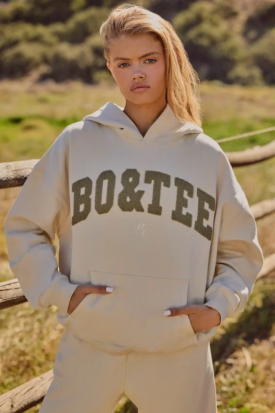 Oversized Hooded Sweatshirt in Bone Oversized Hooded Sweatshirt in Bone