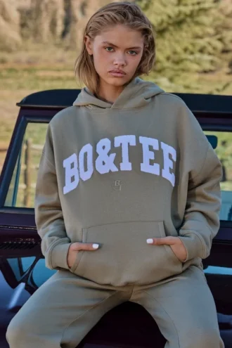 Oversized Hooded Sweatshirt in Soft Olive Oversized Hooded Sweatshirt in Soft Olive