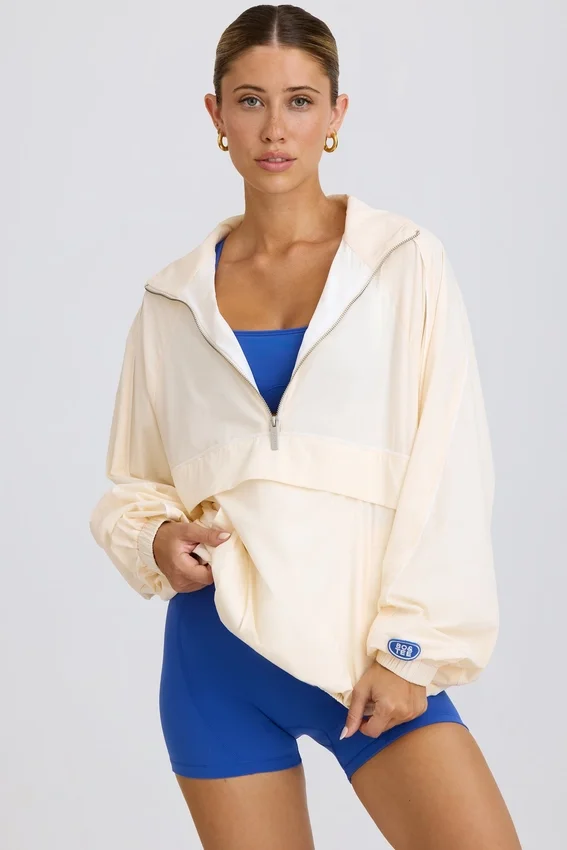 Oversized Track Jacket in White Oversized Track Jacket in White
