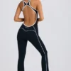 Petite Soft Active Open-Back Jumpsuit in Black Petite Soft Active Open-Back Jumpsuit in Black