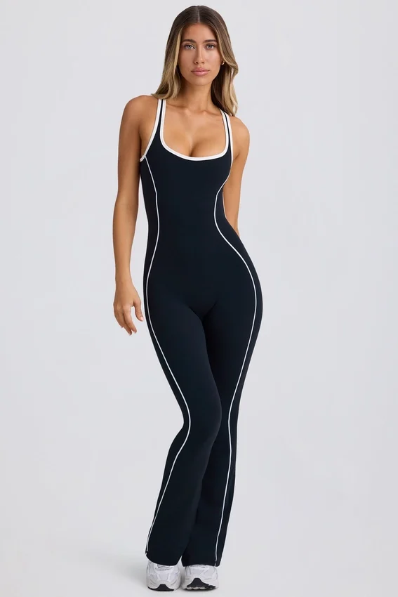 Petite Soft Active Open-Back Jumpsuit in Black Petite Soft Active Open-Back Jumpsuit in Black