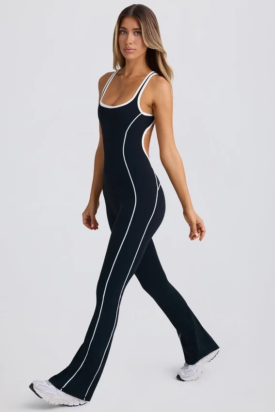 Petite Soft Active Open-Back Jumpsuit in Black Petite Soft Active Open-Back Jumpsuit in Black