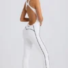 Petite Soft Active Open-Back Jumpsuit in White Petite Soft Active Open-Back Jumpsuit in White