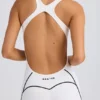 Petite Soft Active Open-Back Jumpsuit in White Petite Soft Active Open-Back Jumpsuit in White