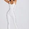 Petite Soft Active Open-Back Jumpsuit in White Petite Soft Active Open-Back Jumpsuit in White