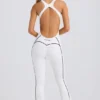 Petite Soft Active Open-Back Jumpsuit in White Petite Soft Active Open-Back Jumpsuit in White