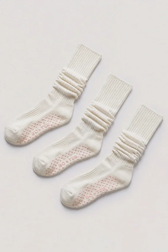 Pilates 3-Pack Socks Bundle in Milk Pilates 3-Pack Socks Bundle in Milk