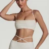 Pisa Embellished Cross Back Crop Top in White Pisa Embellished Cross Back Crop Top in White